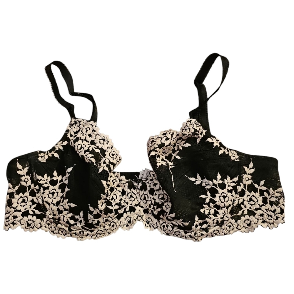 Wacoal Sz 38B Embrace Lace Underwire Bra Black White WL340 - Picture 4 of 6